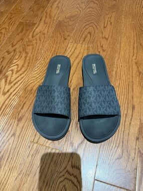 Michael Kors Black Monogram Slide Sandals